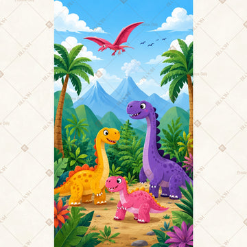 Cute Dinosaur Adventure Vertical Backdrop