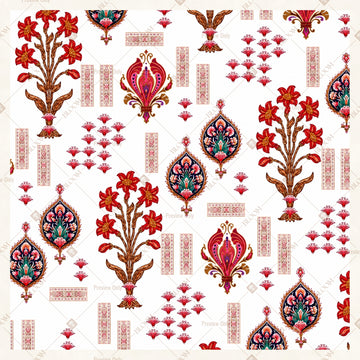 Traditional Red Folk Pattern Square Backdrop