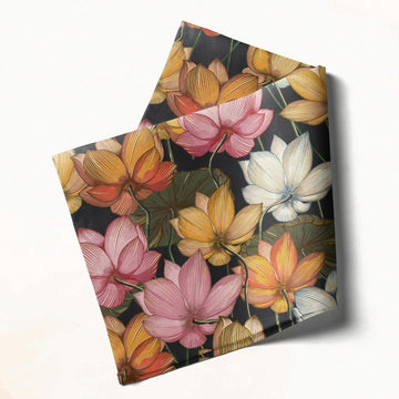 Multicolor Lotus: Napkins 18" X 18" - Pack Of 20