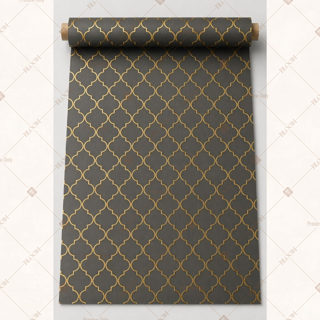 Charcoal Gold Diamond Fabric Roll Pack of 25
