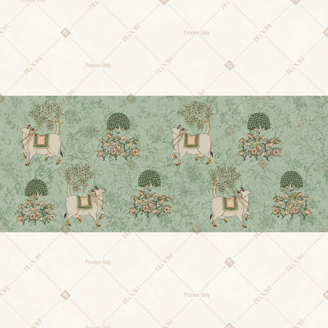 Mint Heritage Pattern Border Wide Backdrop