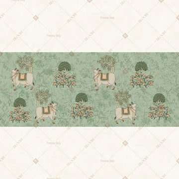 Mint Heritage Pattern Border Wide Backdrop