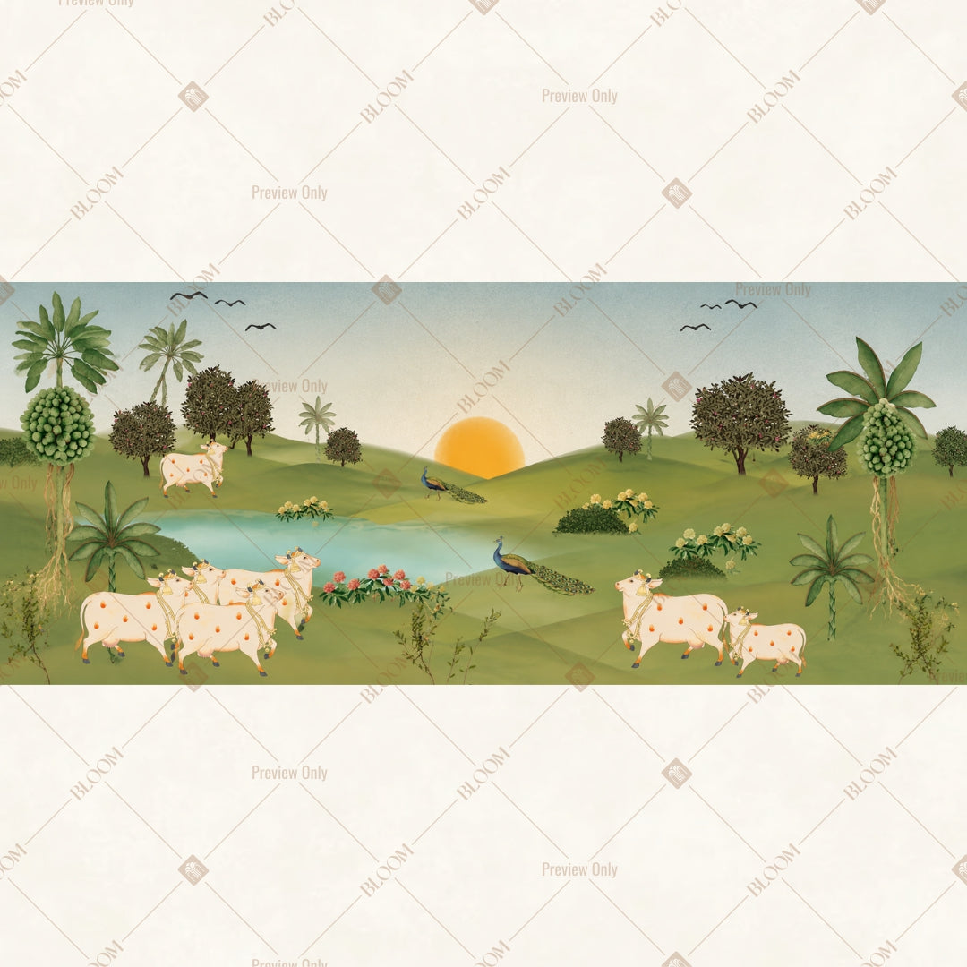 Countryside Meadow Landscape Wide Backdrop