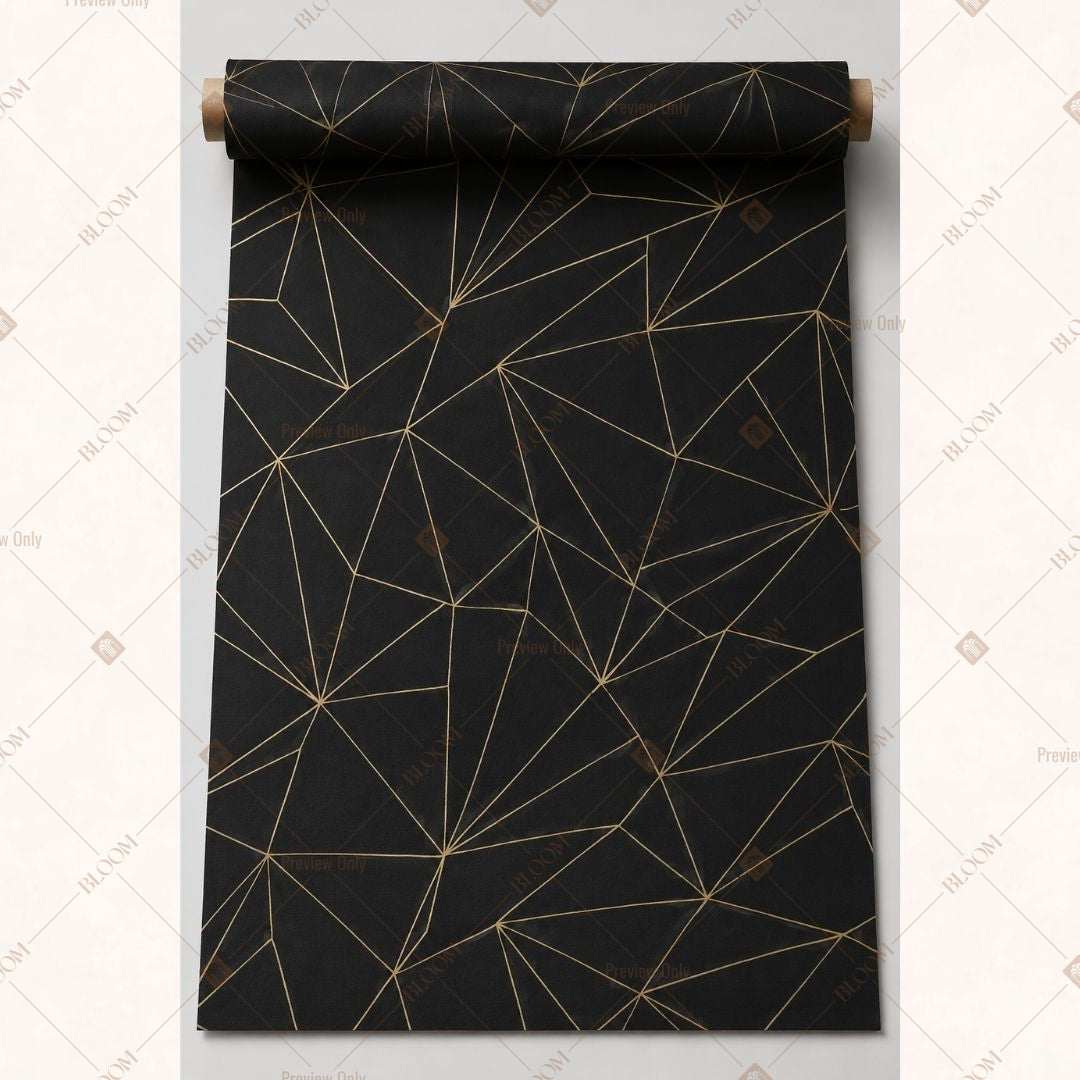 Black Gold Geometric Fabric Roll Pack of 25