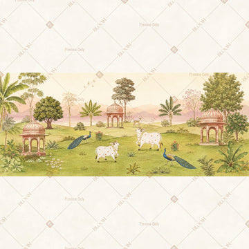Pastoral Village Landscape Wide Backdrop
