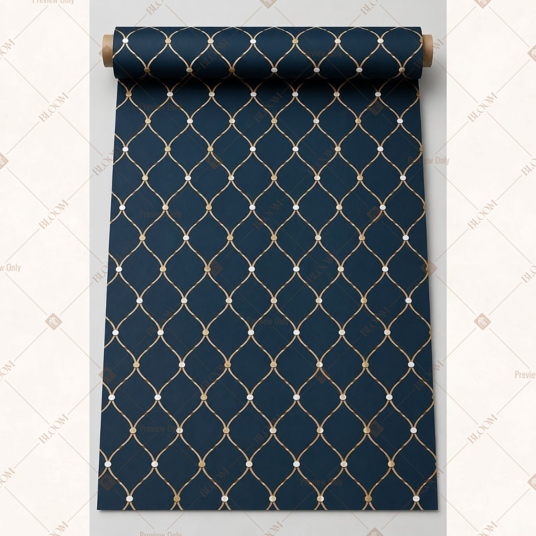 Navy Gold Diamond Fabric Roll Pack of 25