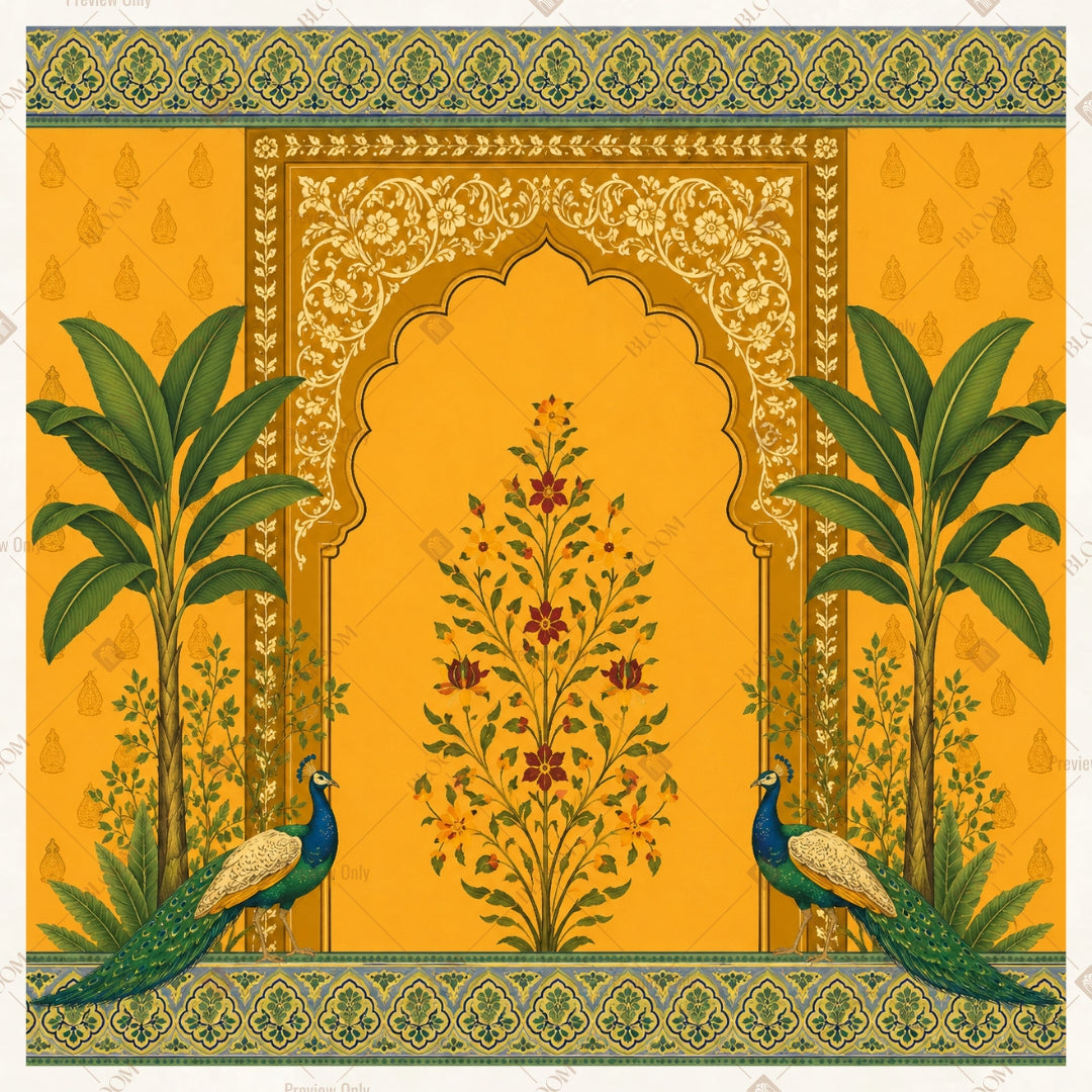 Golden Palace Floral Arch Square Backdrop
