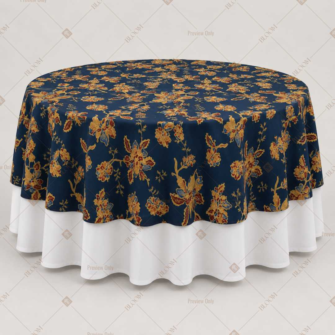 Navy Gold Royal Floral Table Overlay Pack of 6