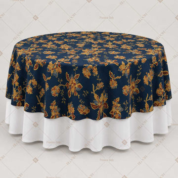 Navy Gold Royal Floral Table Overlay Pack of 6