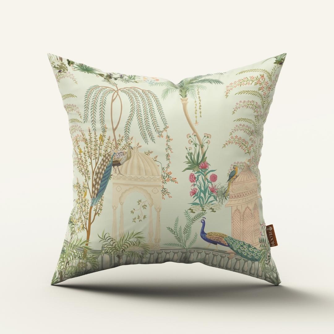 Ivory Peacock Garden: Cushion Cover - Pack of 12