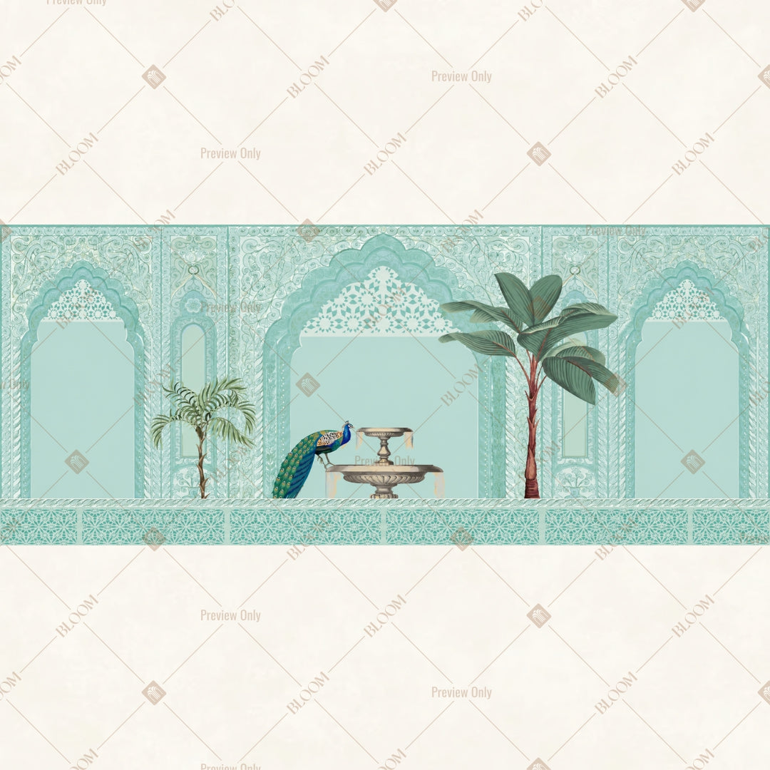 Aqua Palace Arch Border Wide Backdrop