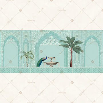 Aqua Palace Arch Border Wide Backdrop