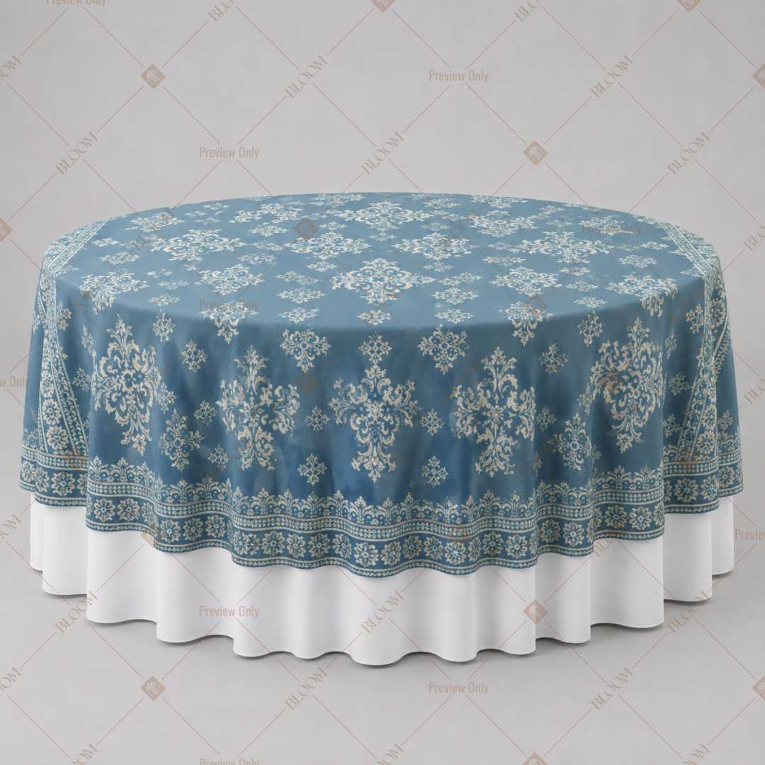 Blue Ornamental Damask Table Overlay Pack of 6