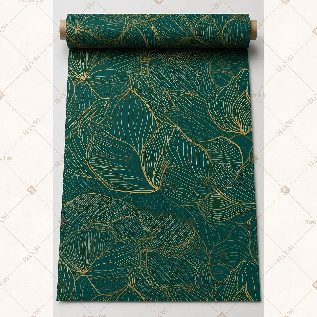 Emerald Gold Botanical Fabric Roll Pack of 25