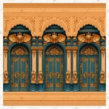 Royal Blue Palace Doors Square Backdrop