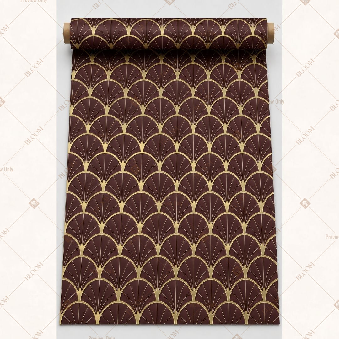 Burgundy Gold Scallop Fabric Roll Pack of 25