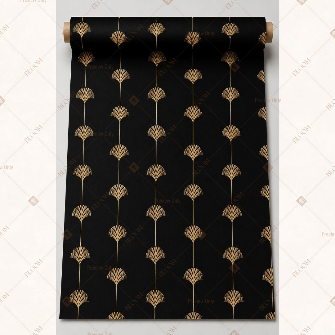 Black Gold Fan Motif Fabric Roll Pack of 25