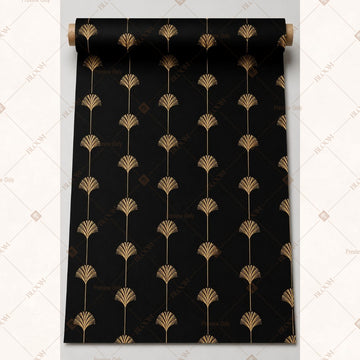 Black Gold Fan Motif Fabric Roll Pack of 25