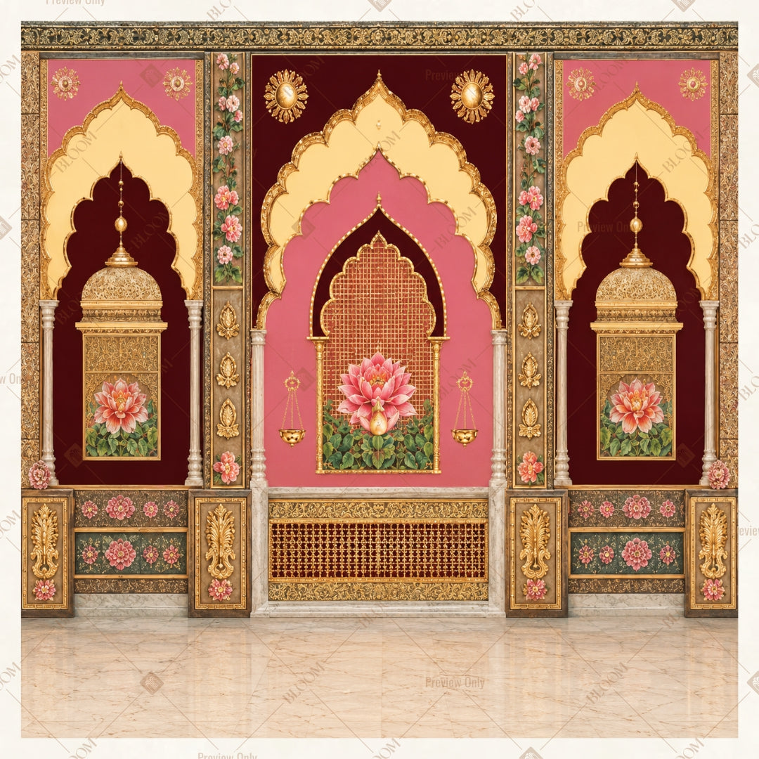 Royal Pink Palace Door Square Backdrop