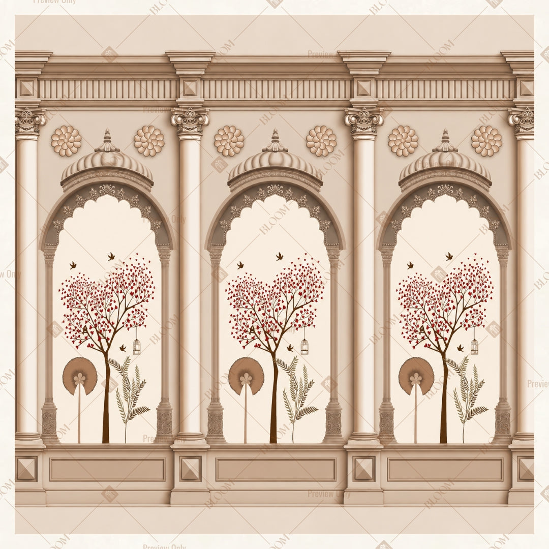 White Mughal Palace Arch Square Backdrop