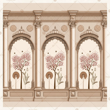 White Mughal Palace Arch Square Backdrop