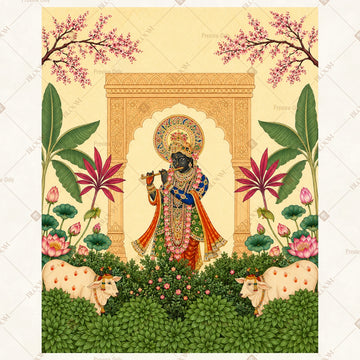 Divine Krishna Garden Portrait Rectangle Backdrop