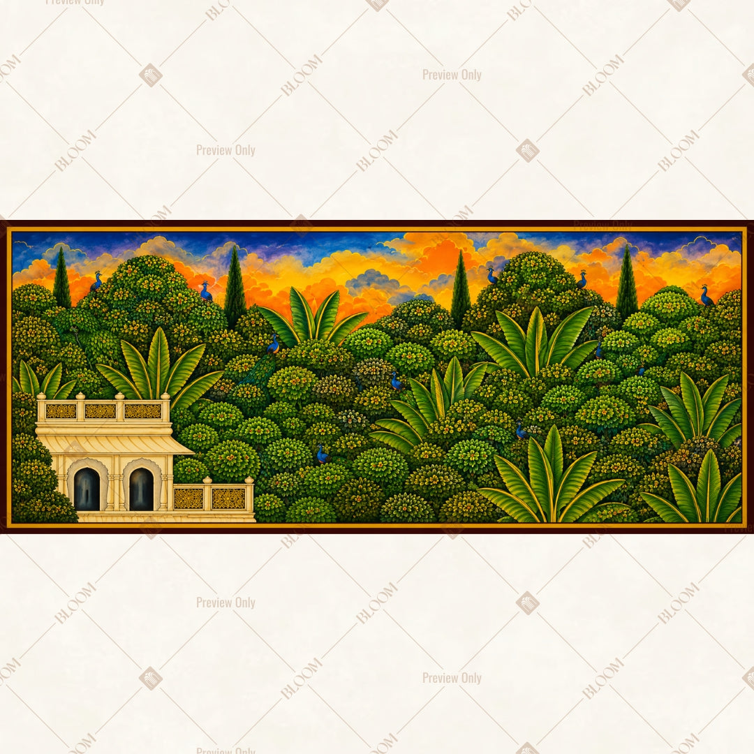 Sunset Tropical Jungle Wide Backdrop