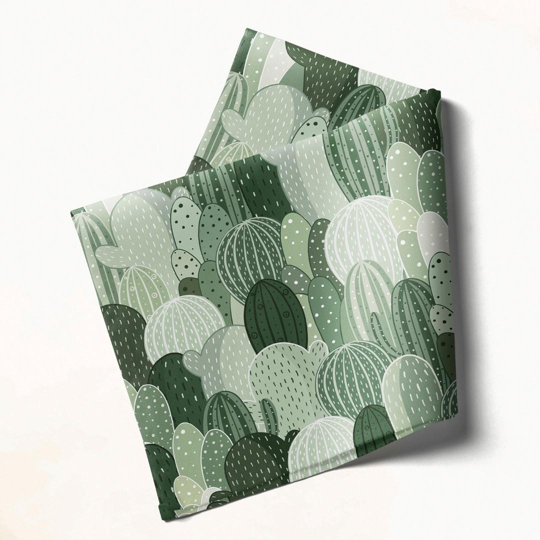 Green Cactus Print: Napkins 18" X 18" - Pack Of 20