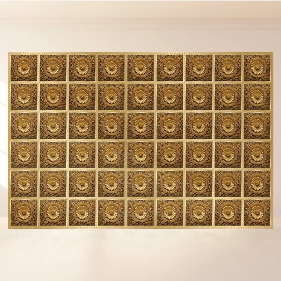 Golden Floral Embossed: Backdrop - Landscape
