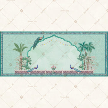 Aqua Floral Palace Arch Wide Backdrop