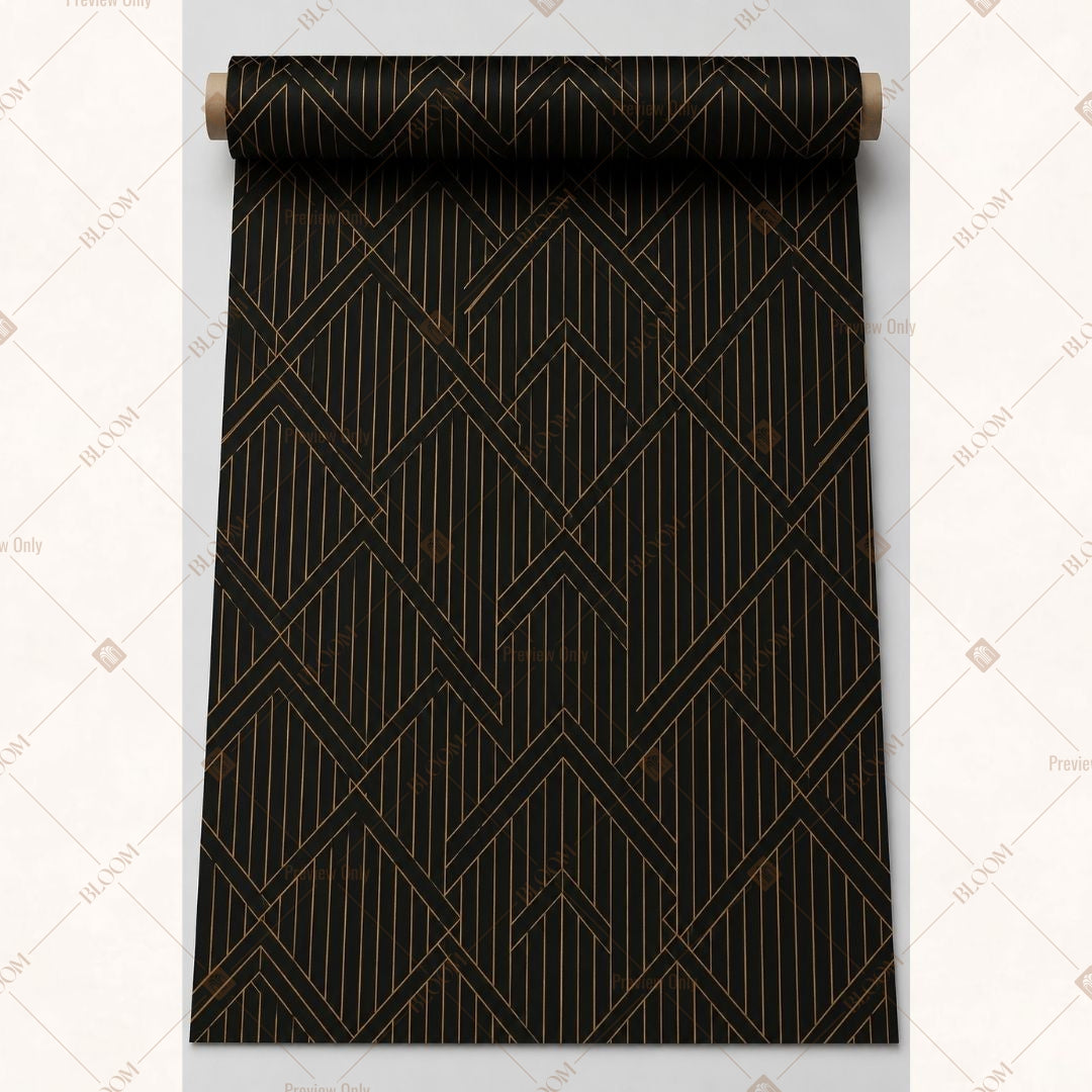 Black Gold Art Deco Lattice Fabric Roll Pack of 25