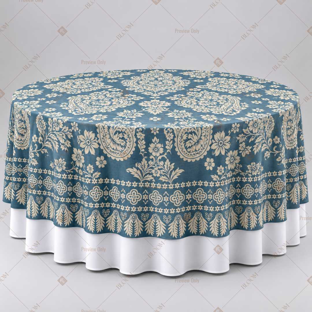Blue Ornamental Medallion Table Overlay Pack of 6