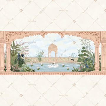 White Palace Courtyard Border Wide Backdrop
