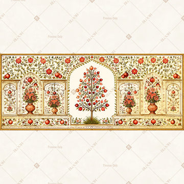 Floral Tree of Life Border Wide Backdrop