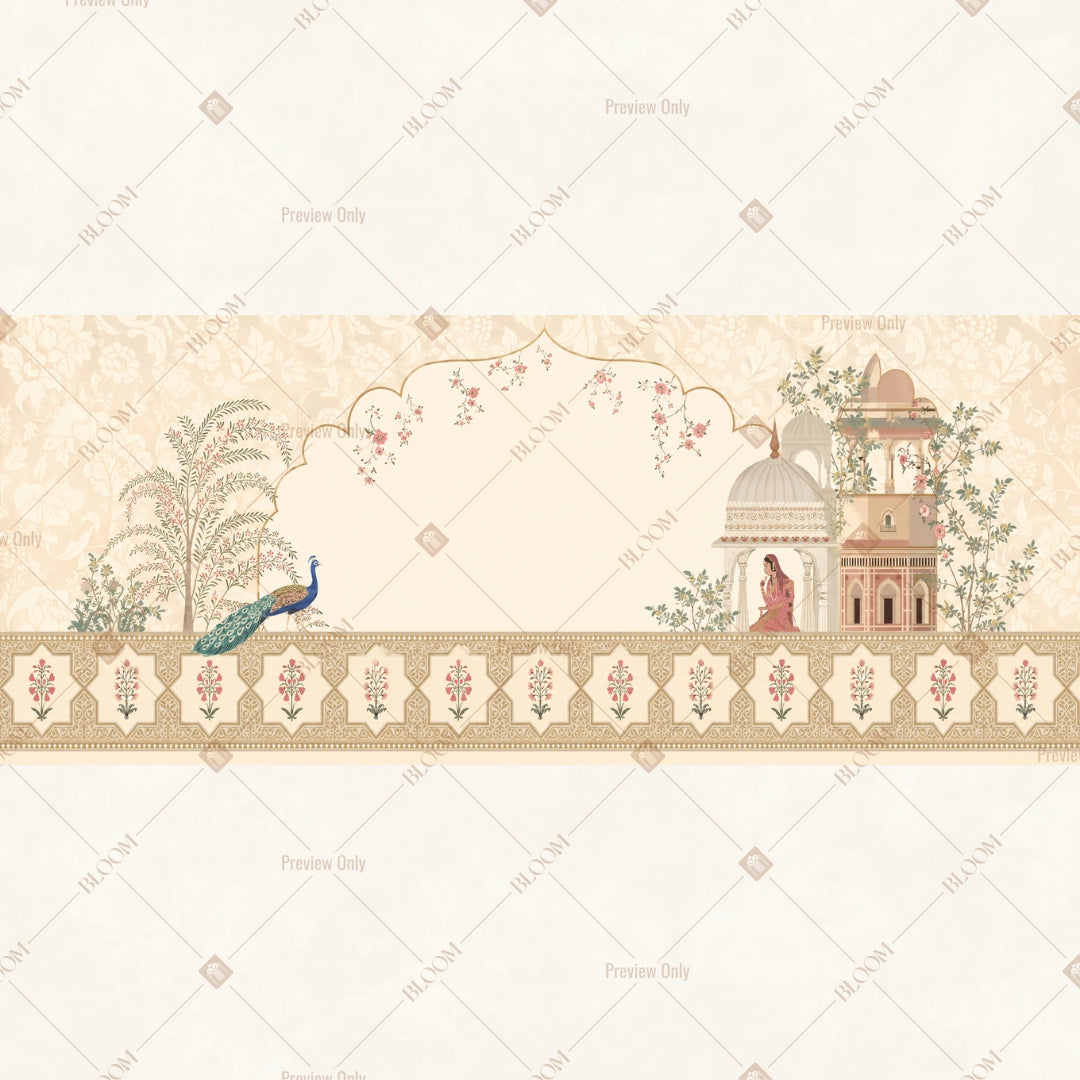Mughal Palace Border Pattern Wide Backdrop