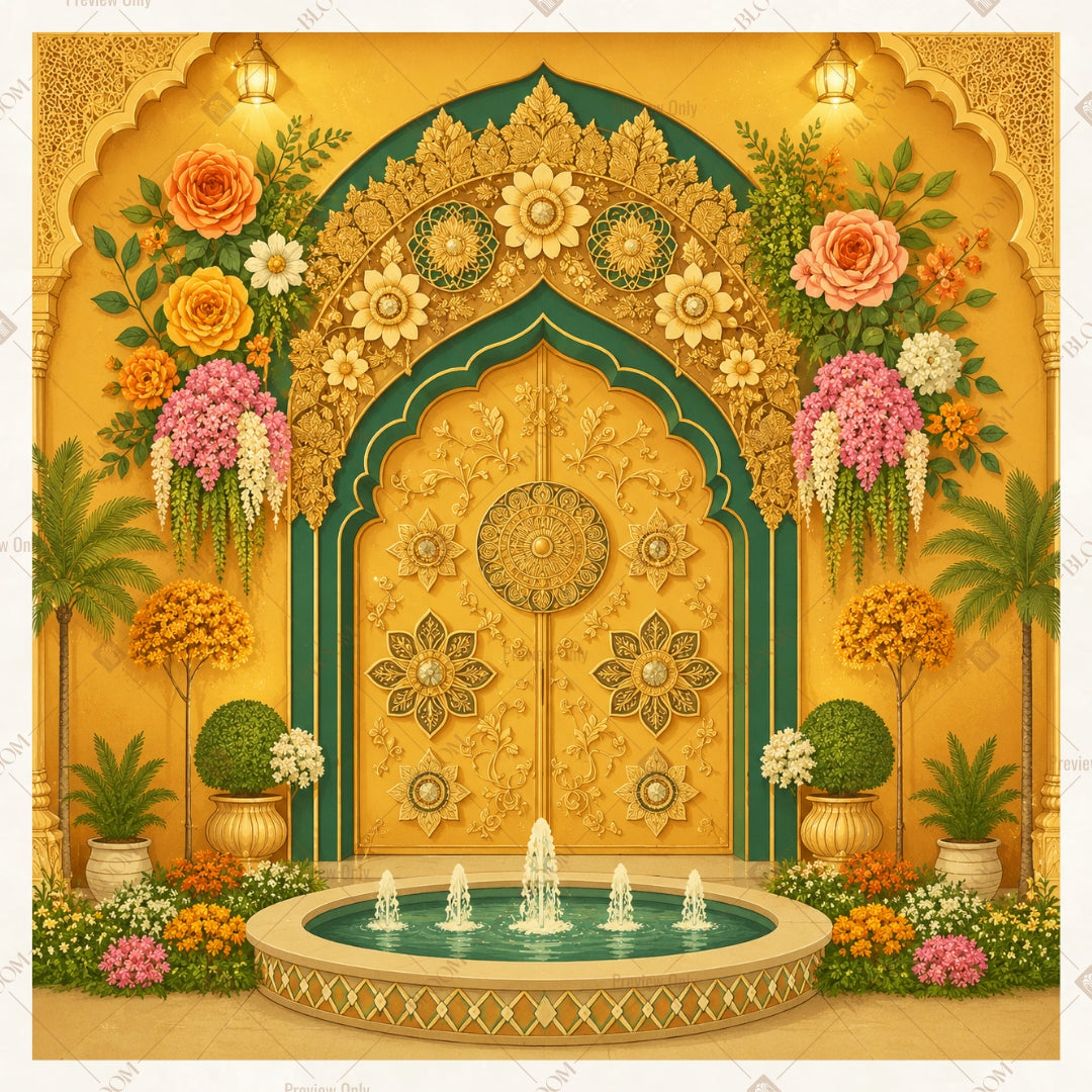 Golden Palace Archway Square Backdrop