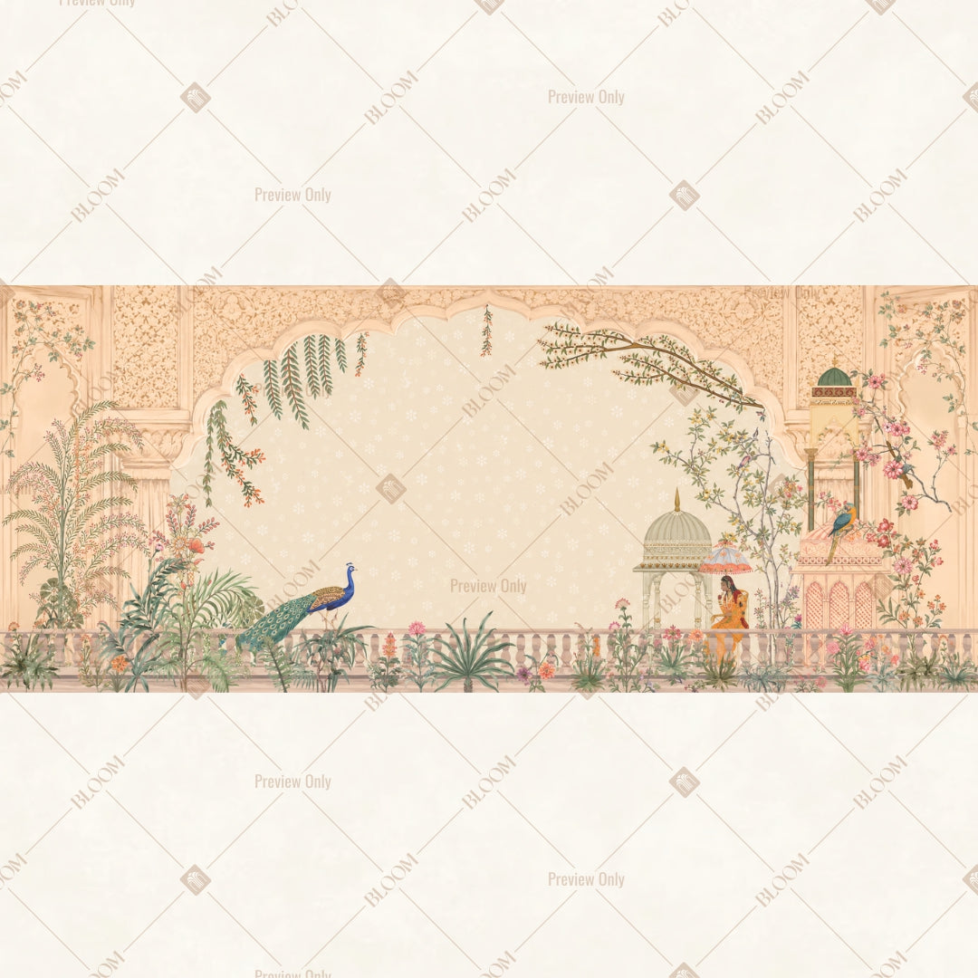 Romantic Floral Arch Border Wide Backdrop