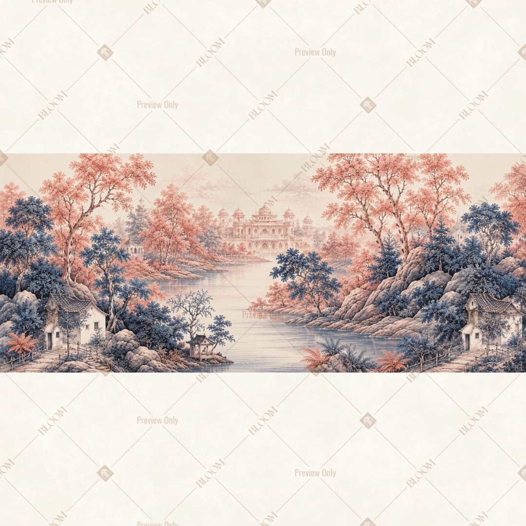 Blush Floral Landscape Wide Backdrop