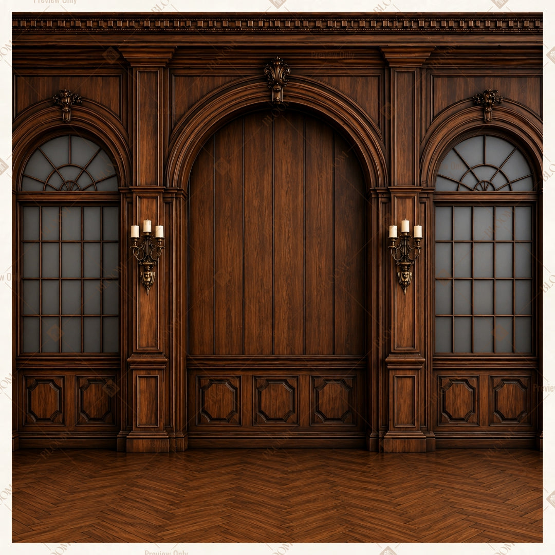 Vintage Palace Wooden Door Square Backdrop