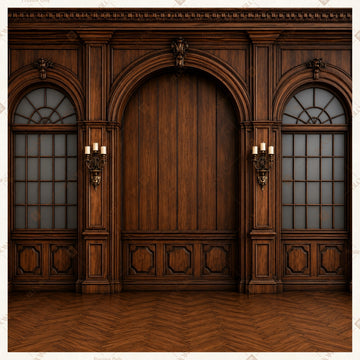 Vintage Palace Wooden Door Square Backdrop