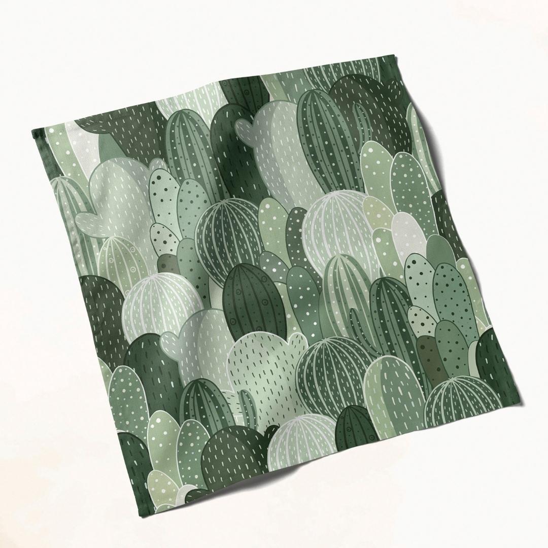 Green Cactus Print: Napkins 18" X 18" - Pack Of 20