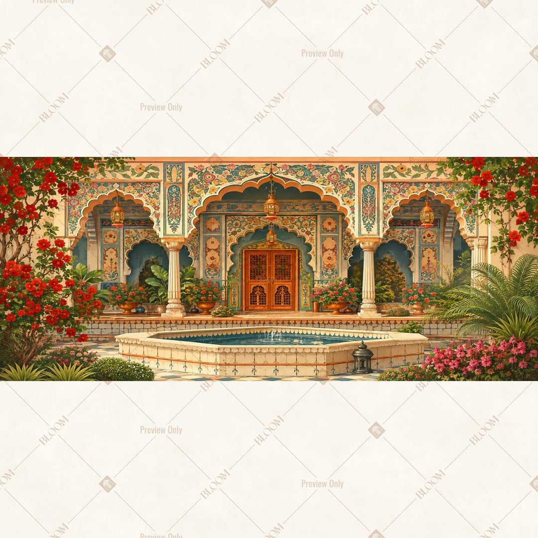 Royal Palace Courtyard Border Wide Backdrop