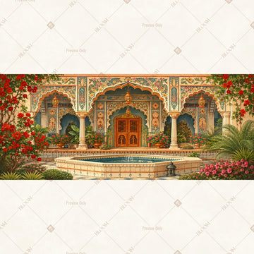 Royal Palace Courtyard Border Wide Backdrop