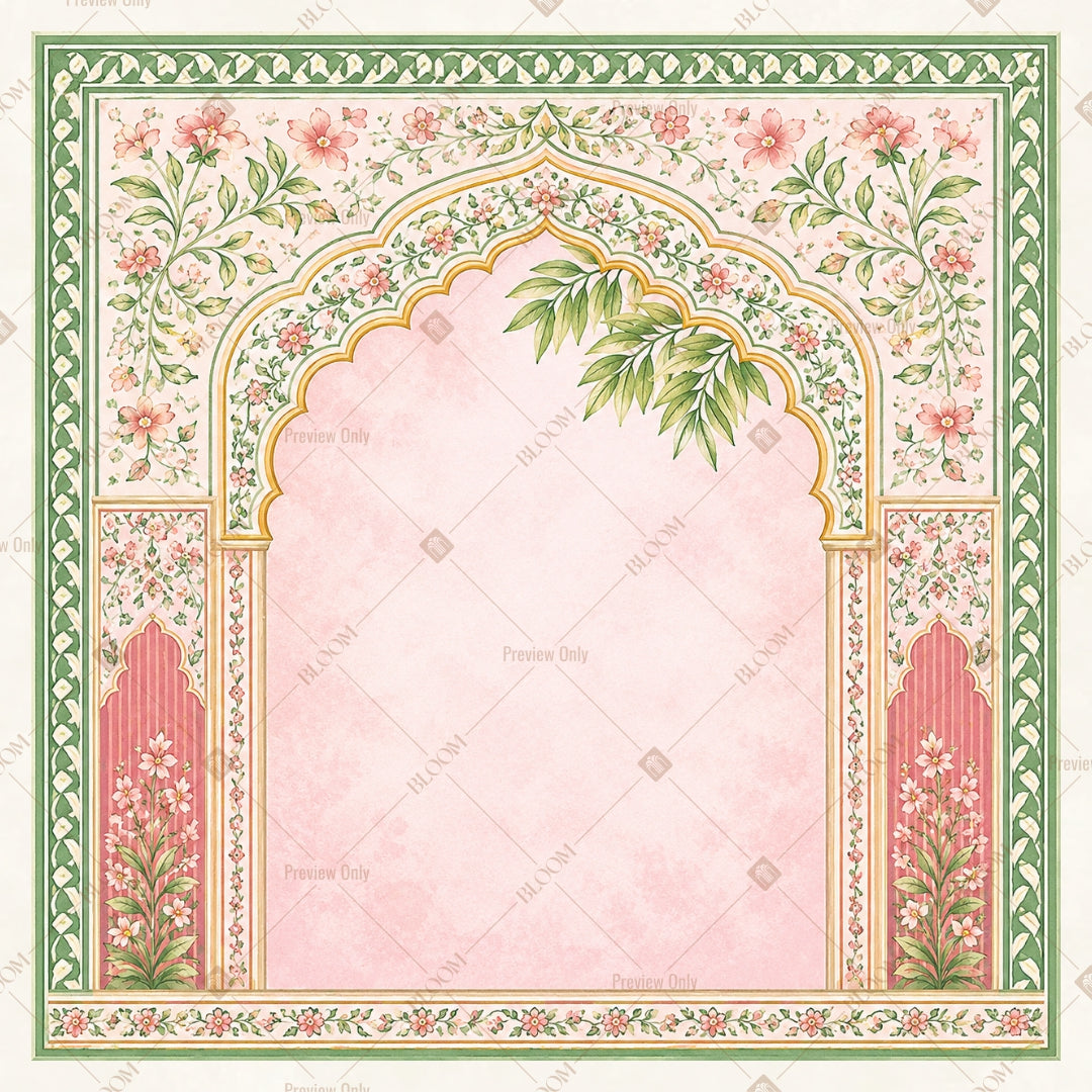 Soft Floral Mughal Arch Square Backdrop