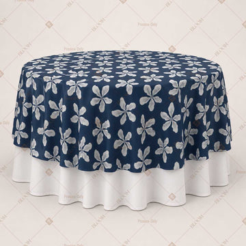 Navy White Floral Table Overlay Pack of 6
