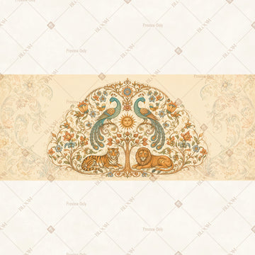 Royal Peacock Fan Border Wide Backdrop