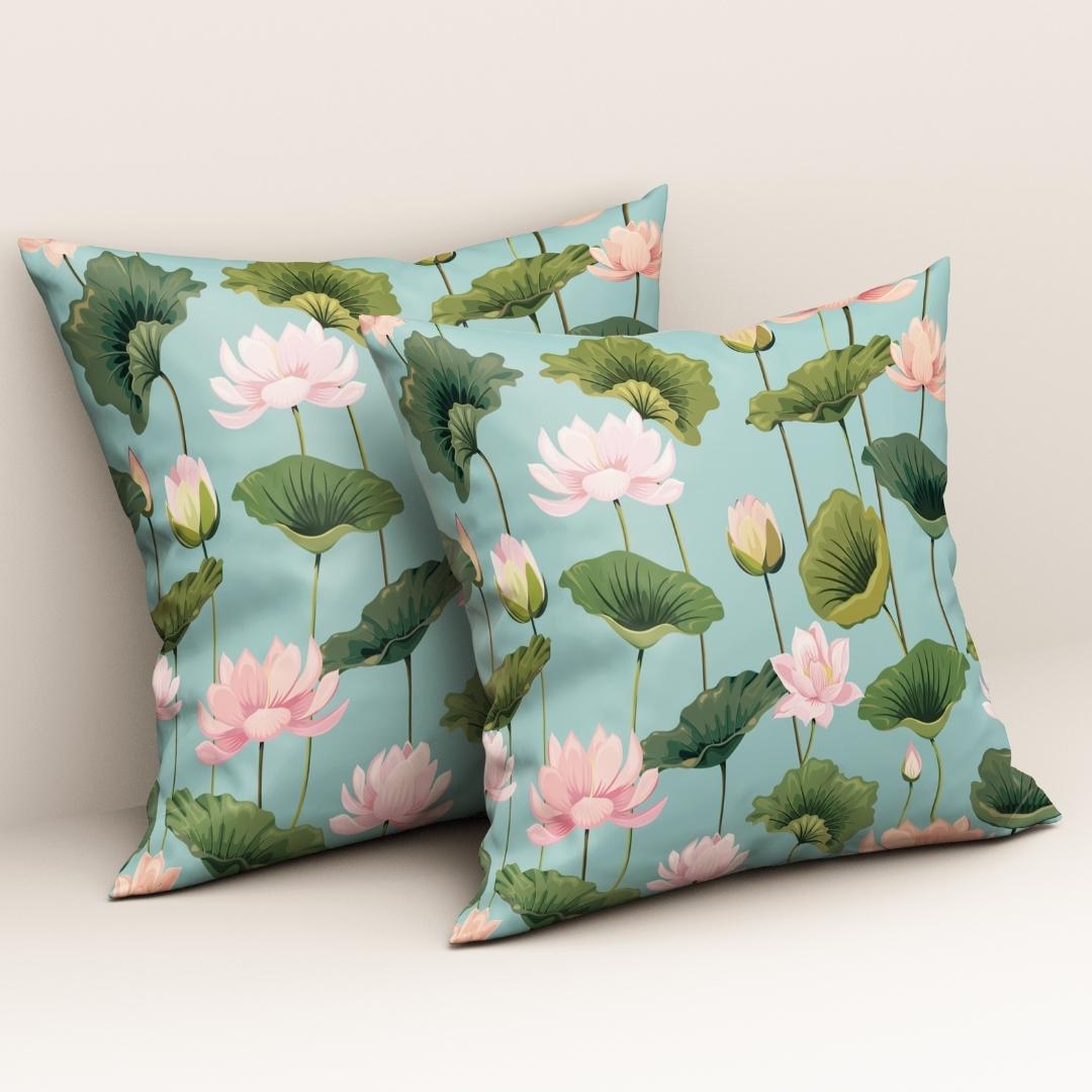 Aqua Lotus Bloom: Cushion Cover - Pack of 12
