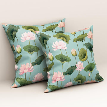Aqua Lotus Bloom: Cushion Cover - Pack of 12