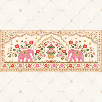 Blush Floral Elephant Border Wide Backdrop