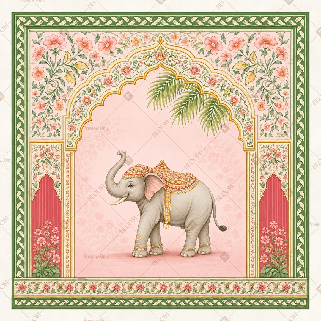 Floral Elephant Garden Arch Square Backdrop
